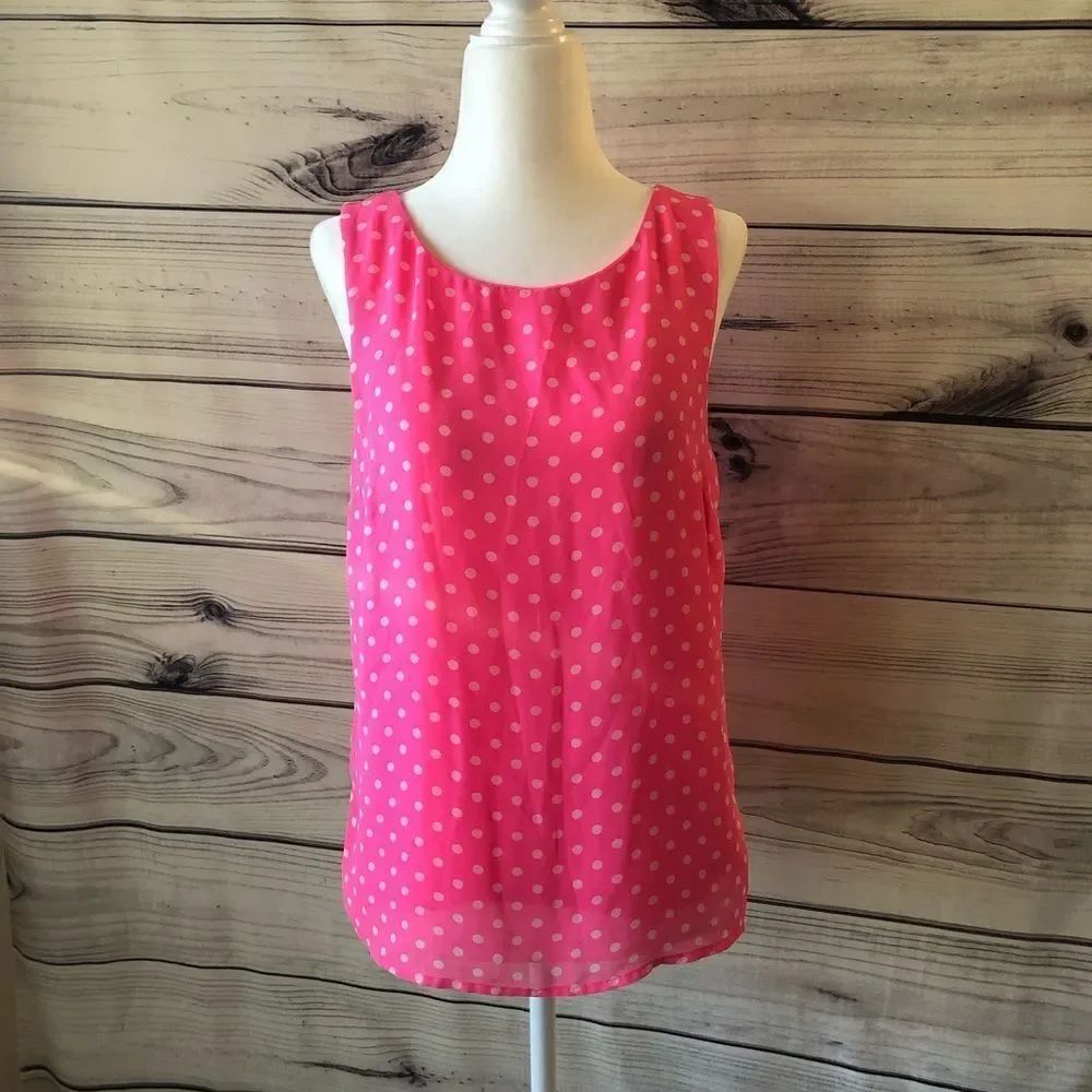 Forever 21 Bright Pink Polka Dot Tank Small